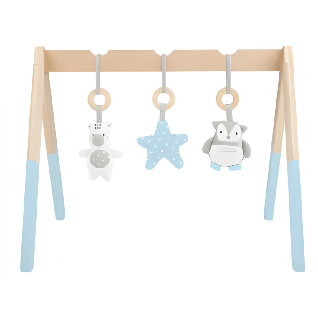 PLAYTIVE® Wooden Baby Play Gym with Plush Toys