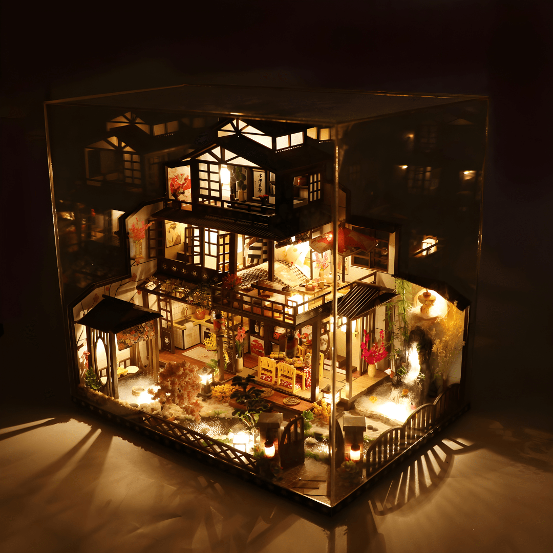DIY Miniature Dollhouse Kit – Premium Large Design with Light, Music Box & Dust Cover