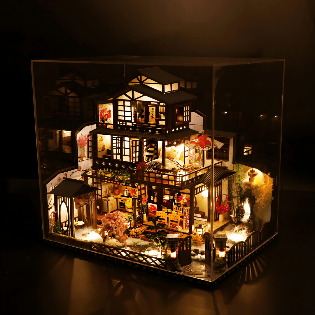 DIY Miniature Dollhouse Kit – Premium Large Design with Light, Music Box & Dust Cover