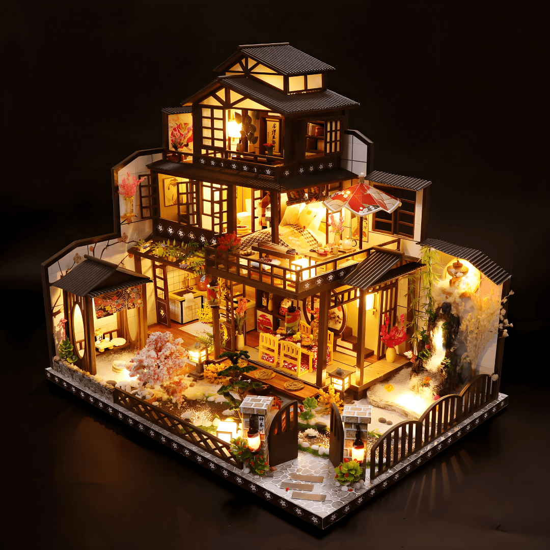 DIY Miniature Dollhouse Kit – Premium Large Design with Light, Music Box & Dust Cover