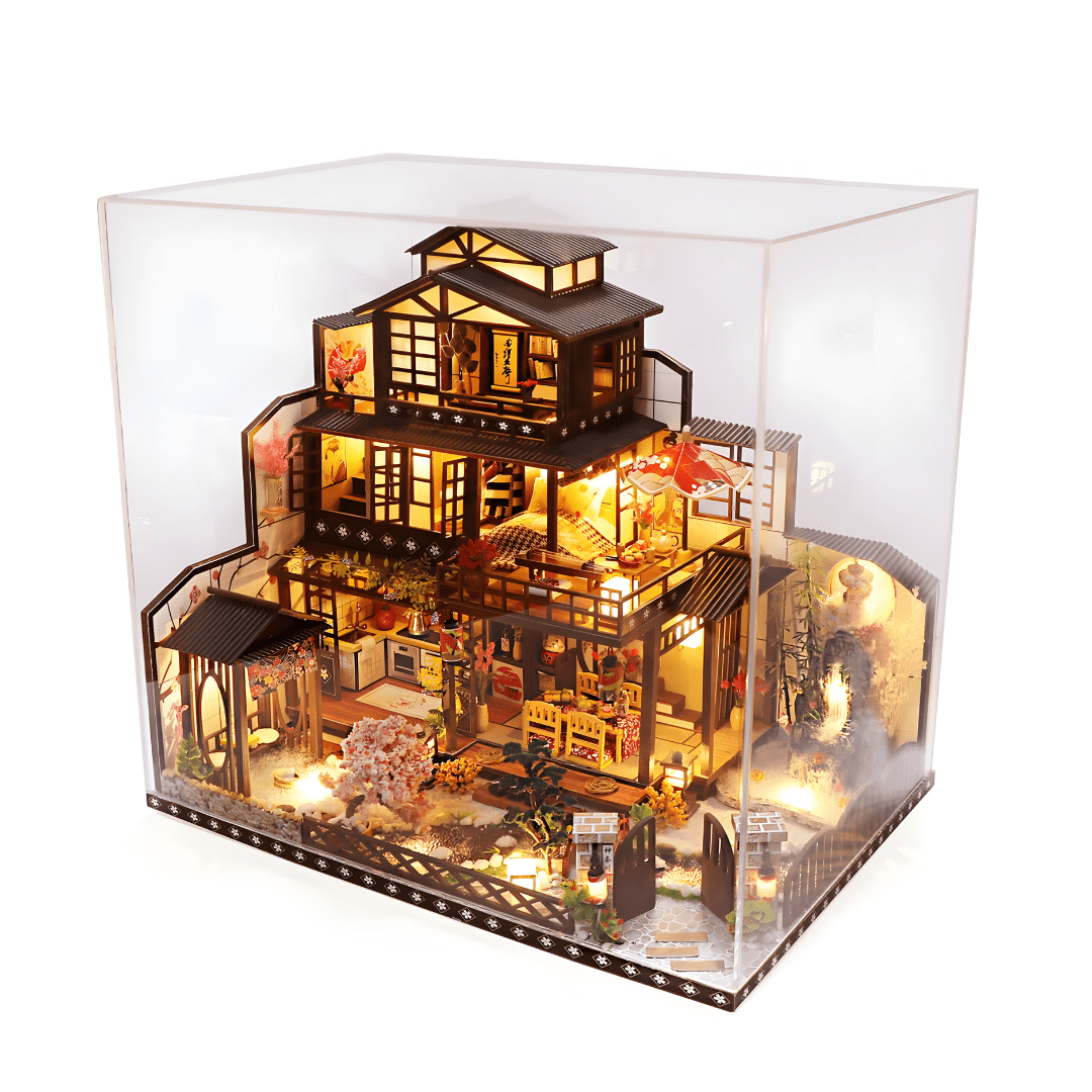 DIY Miniature Dollhouse Kit – Premium Large Design with Light, Music Box & Dust Cover