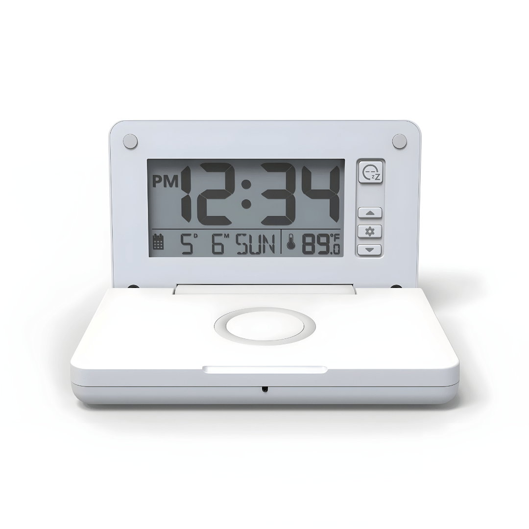 Silver Crest Digital Alarm Clock with Qi® Wireless Charging & LCD Display