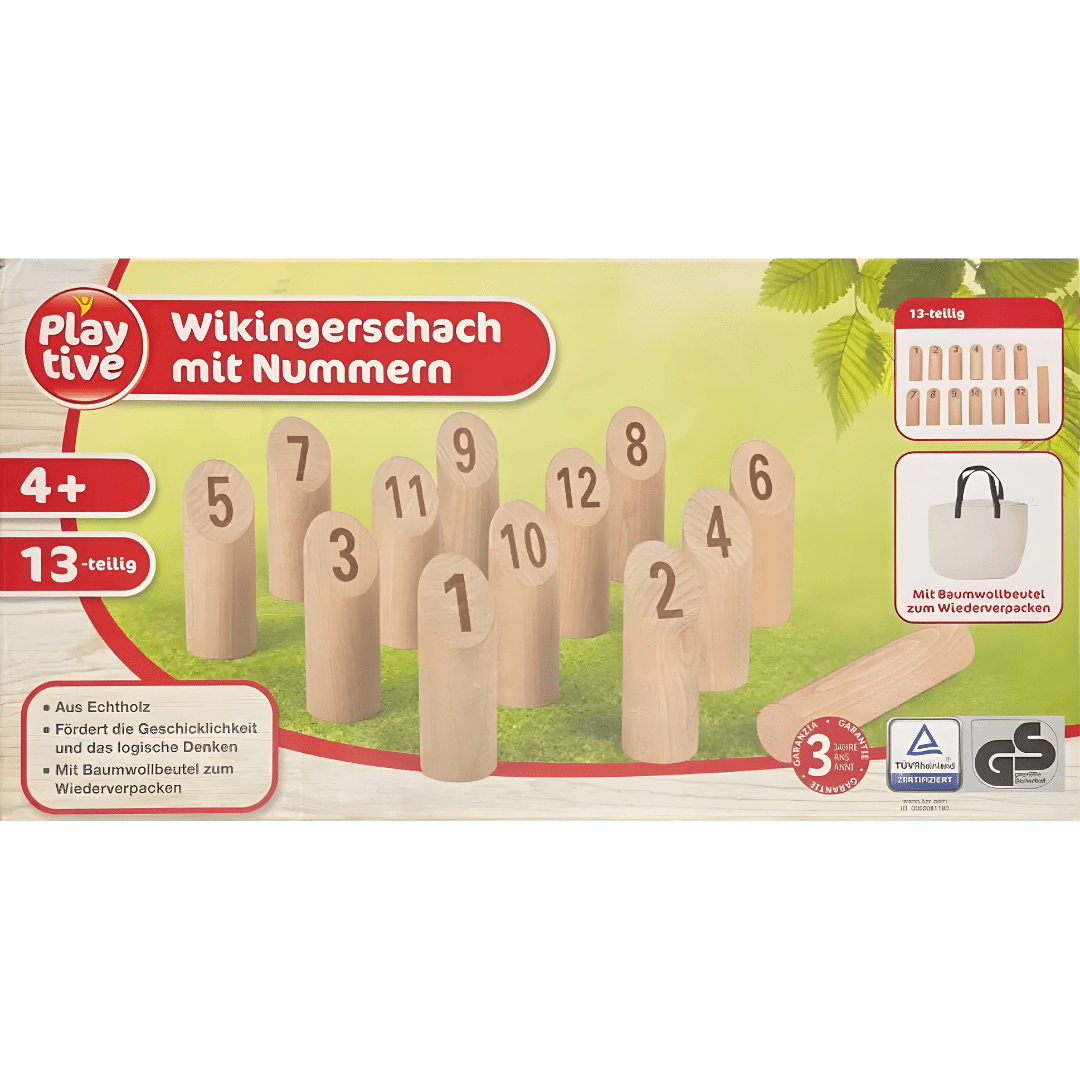 Playtive Wooden Viking Chess with Numbers – 13 Pieces