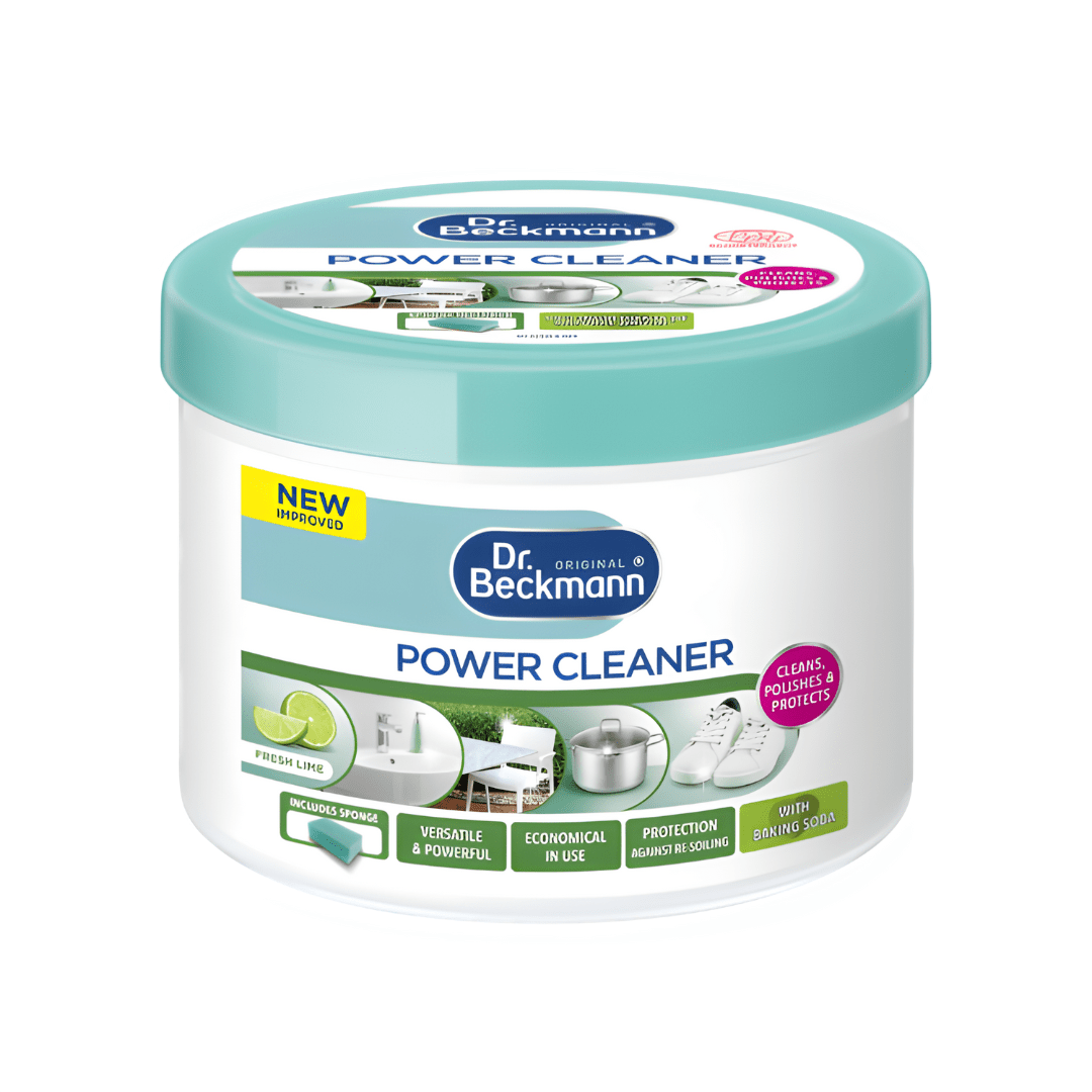 Dr. Beckmann Power Cleaner Tub with Sponge – UK Made 550g | Cleans, Polishes & Protects