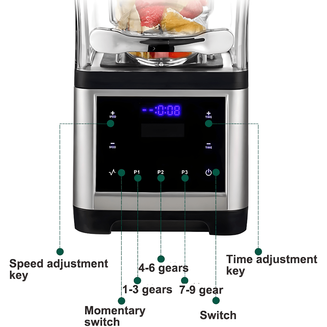 2000W Heavy-Duty Quiet Blender with Sound Cover – 1.8L Stainless Steel Blades