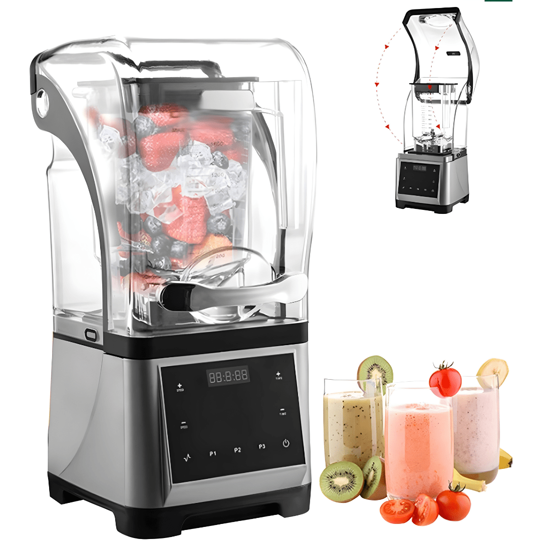 2000W Heavy-Duty Quiet Blender with Sound Cover – 1.8L Stainless Steel Blades