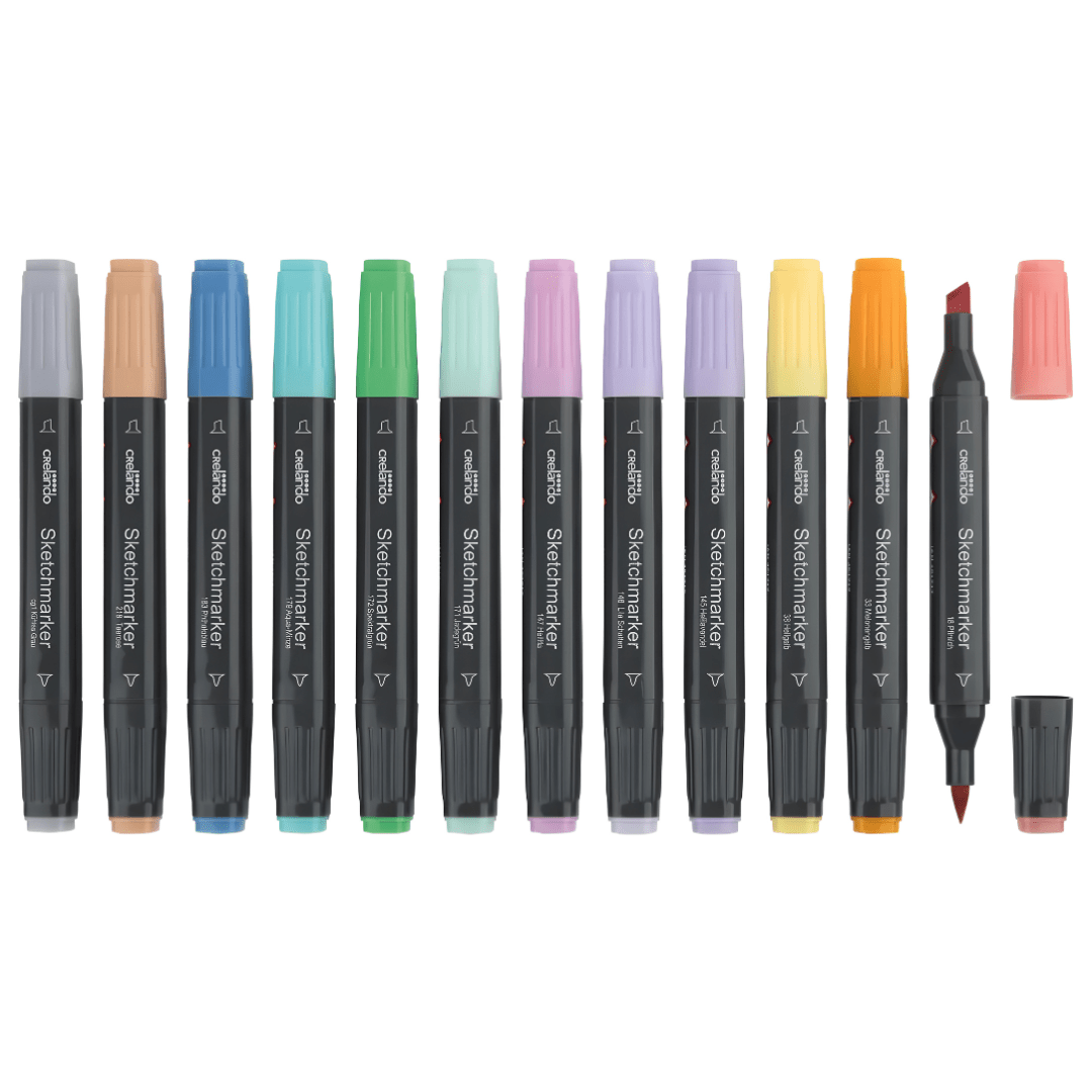 Crelando Premium Sketch Markers 12 pcs – Dual Tip Art Set