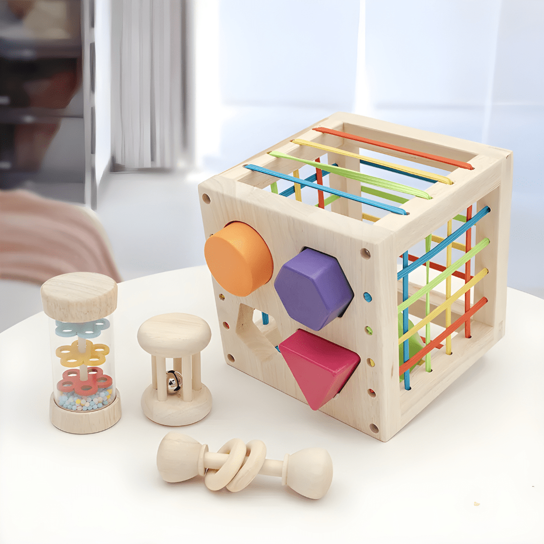 Montessori Wooden Shape & Color Learning Cube Toy