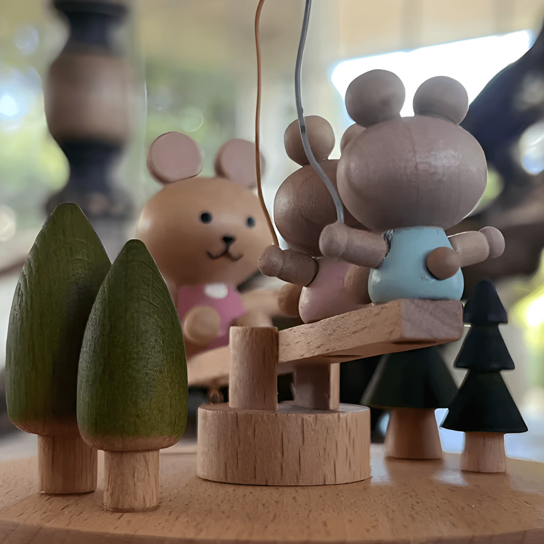 Eco Wooden Bunny Family Seesaw Music Box