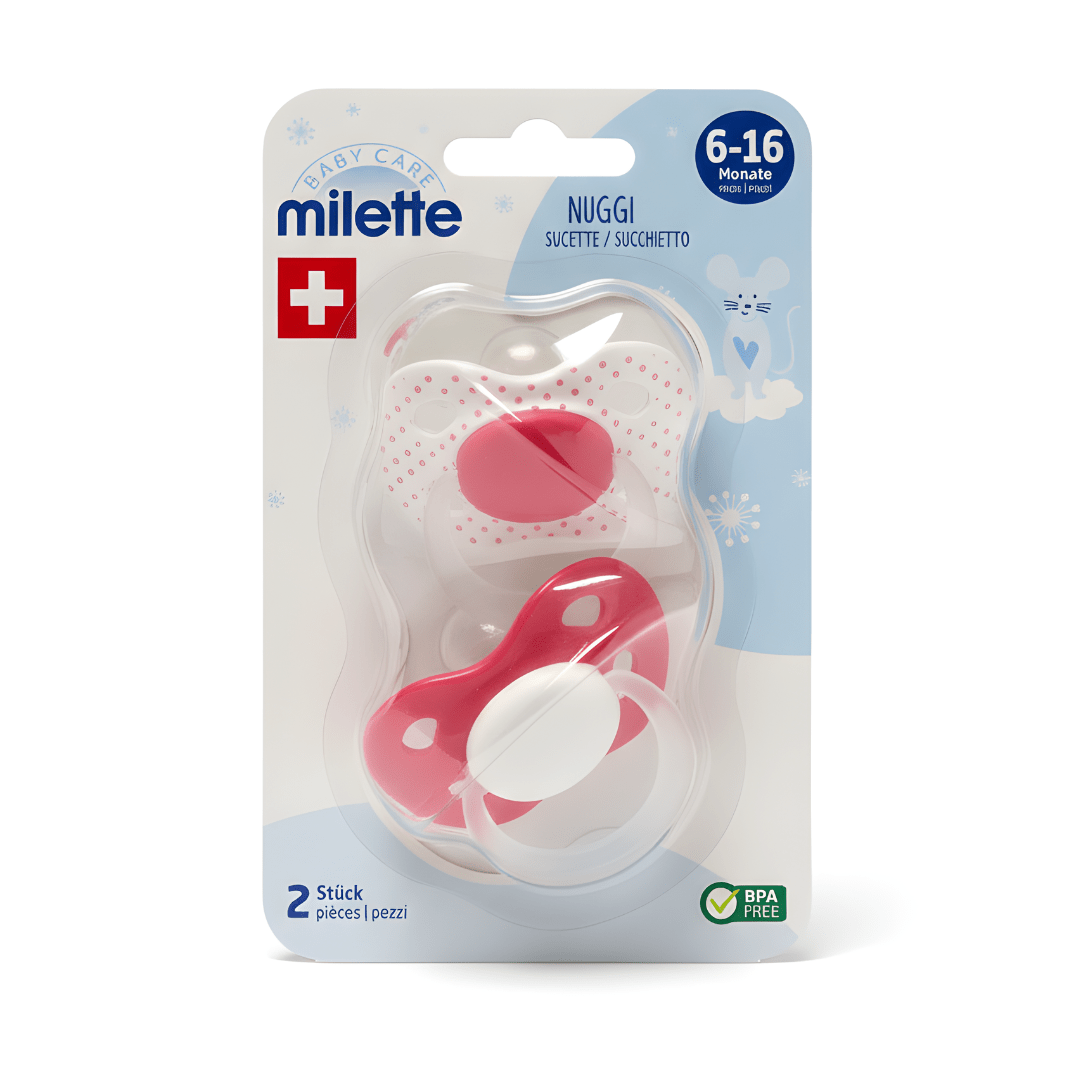 Milette Baby Care "Nuggi" Pacifiers (2-Pack) – Silicone, 6-16 Months