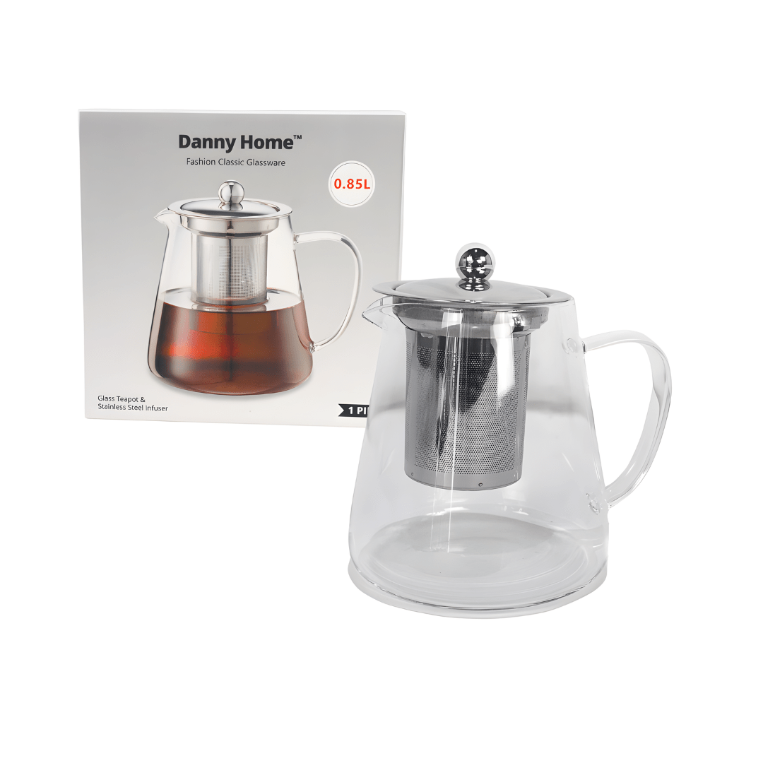 850ml Borosilicate Glass Teapot — Stainless Steel Infuser