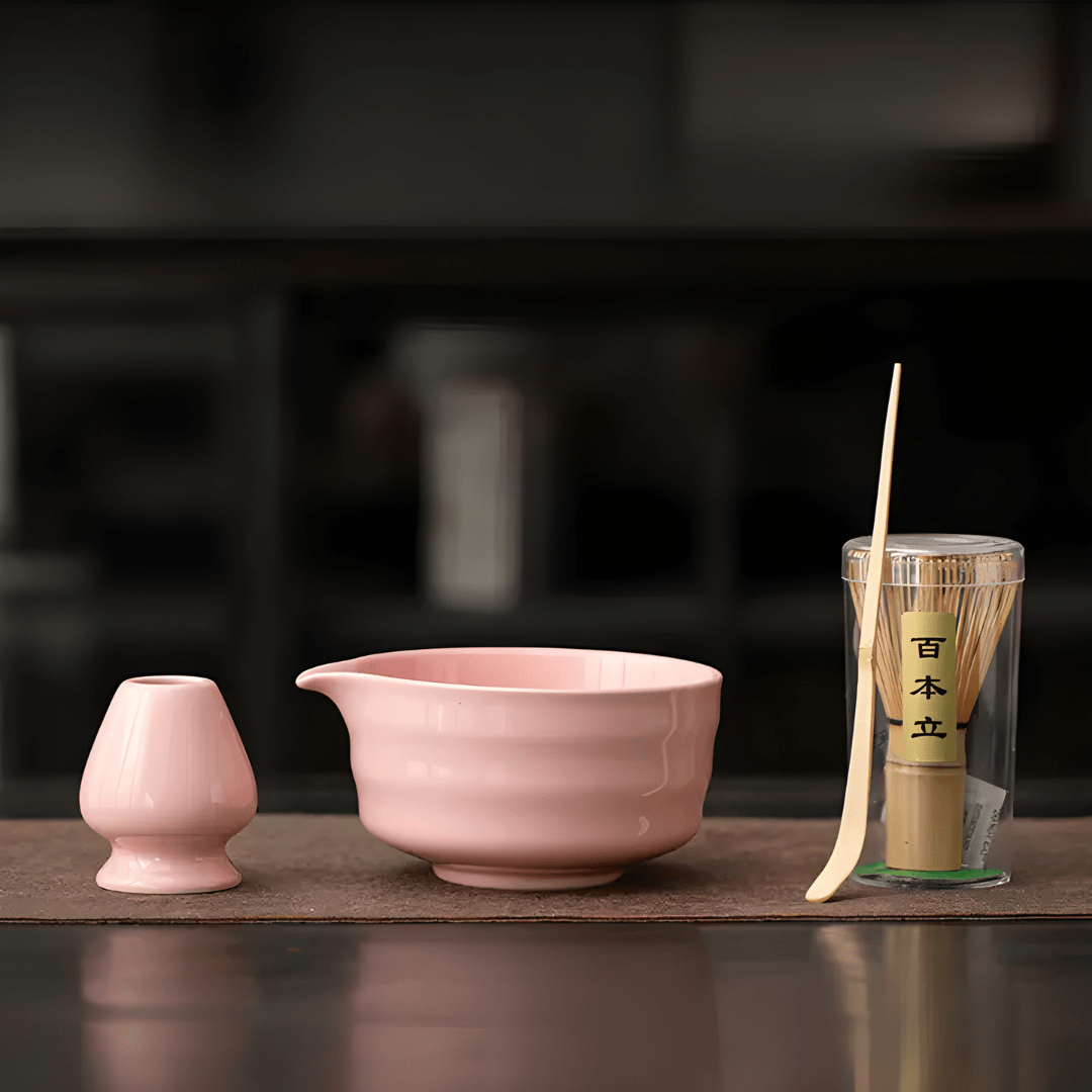 Matcha Tea Set – 500ml Bowl | 4 Pieces | Ceramic & Bamboo Kit