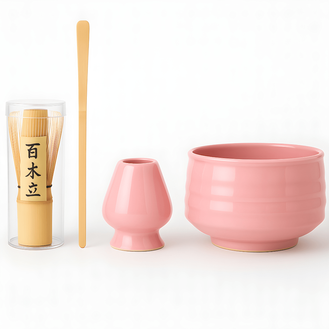 Matcha Tea Set – 500ml Bowl | 4 Pieces | Ceramic & Bamboo Kit