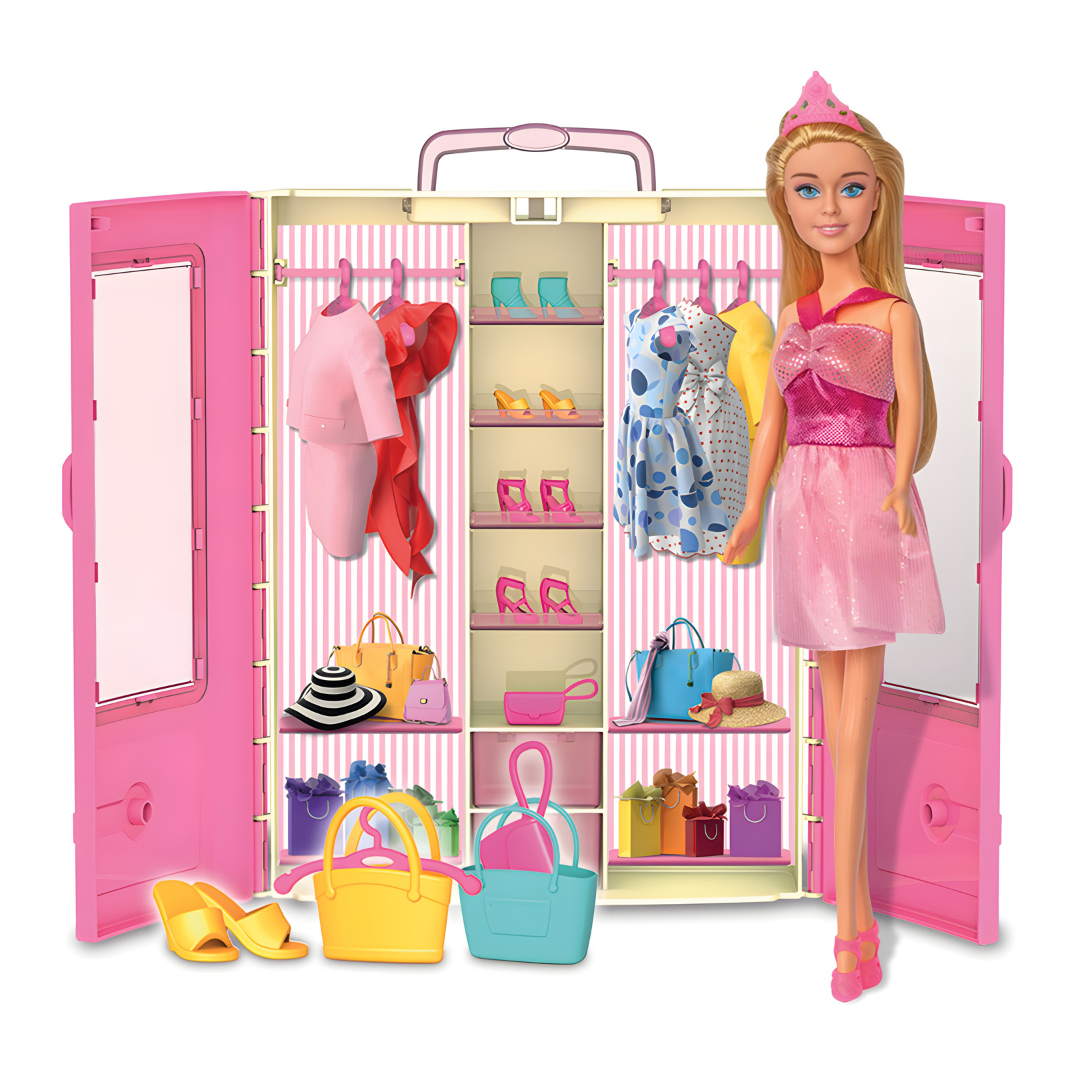 Linda’s "Fold & Go" Fashion Closet – 28pc Playset with Doll