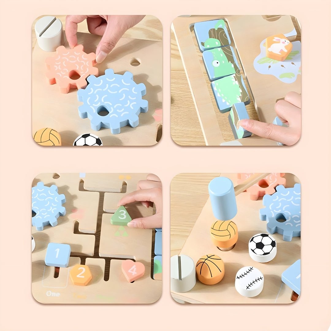 Wooden Busy Board for Kids (36+ Months) – Double-Sided Educational Sensory Toy