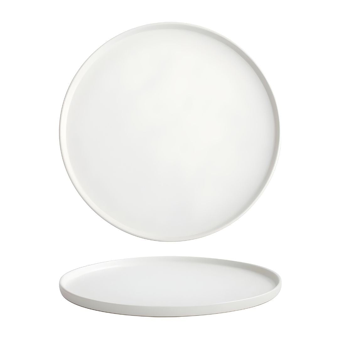Matte Finish Elegant Dinner Plate – Minimalist Style in White & Red-Brown