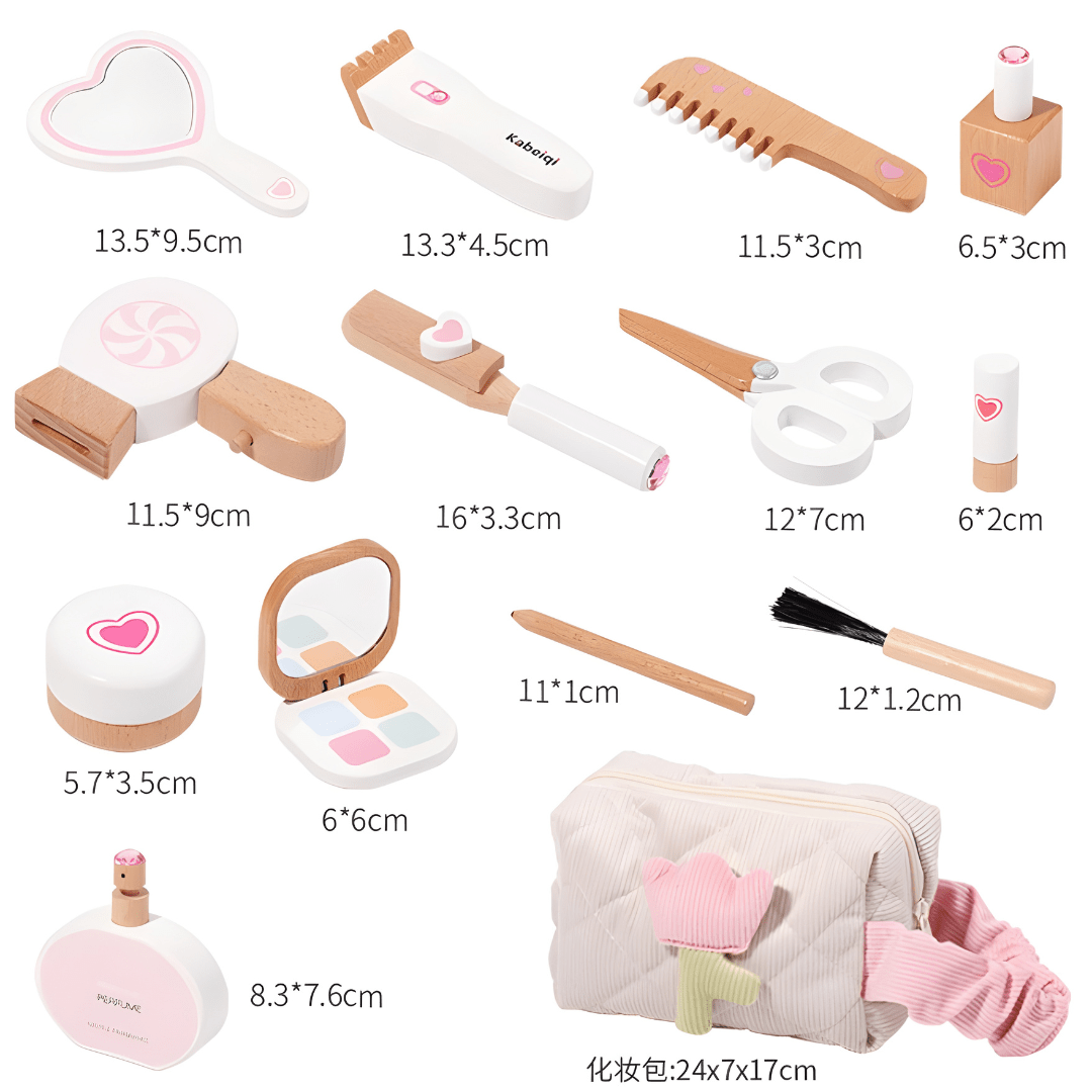 Premium Wooden Kids Makeup Set – Cosmetic Beauty Bag for Girls (3+ Years)