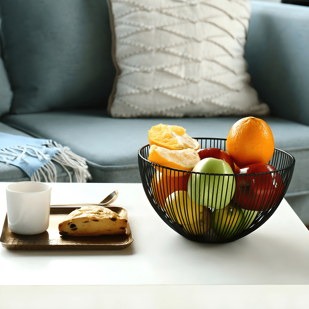 Black Metal Mesh Fruit Basket – Stylish & Functional Home Decor