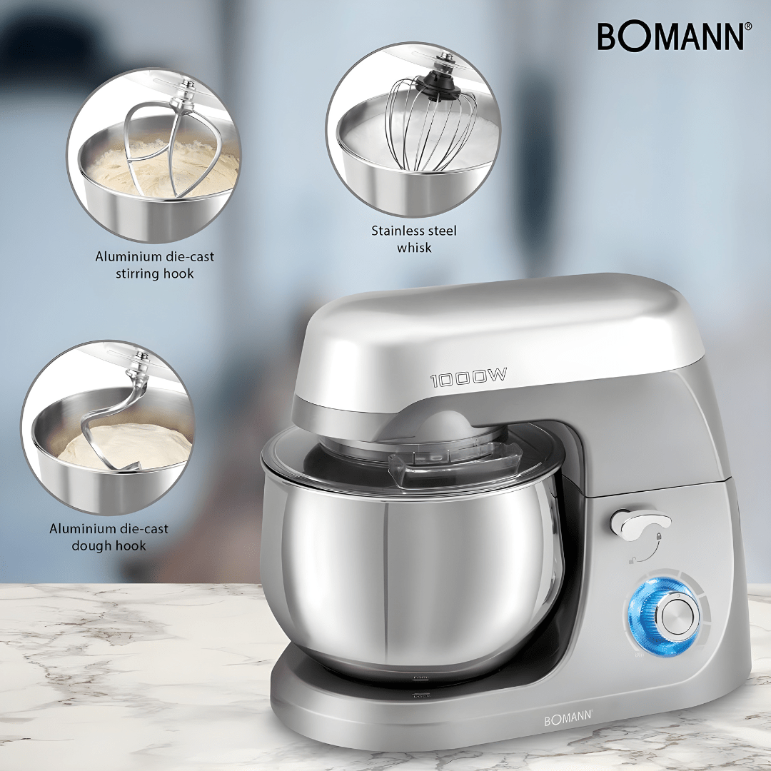 Bomann KM 6009 CB Food Processor – 1000 W Power with 5 L Stainless Steel Bowl