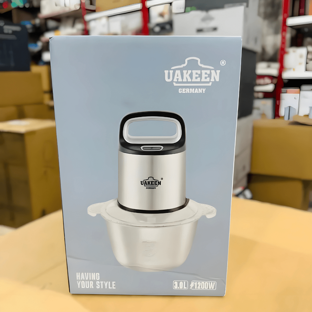 Uakeen 1200W Electric Meat Grinder – 3L Stainless Steel Bowl, German Made