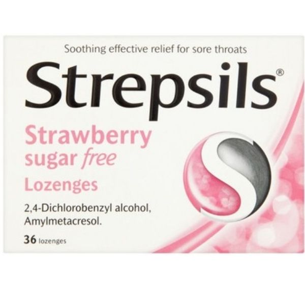 Strepsils - Lozenges Strawberry Sugar Free 36 Pack [IMPORTED] - Medaid International