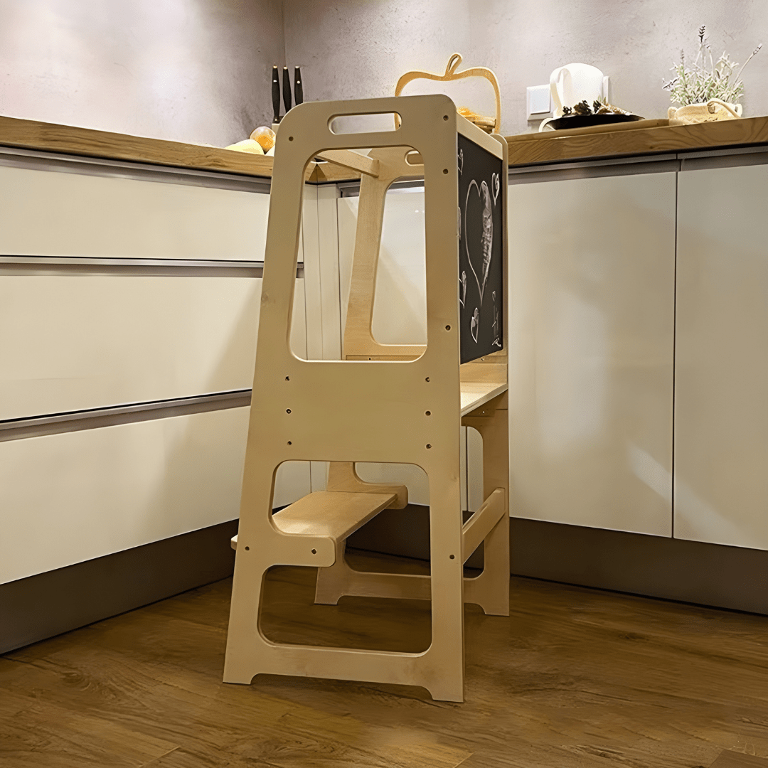 Birch Wood Montessori Learning Tower with Blackboard