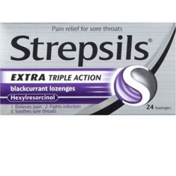 Strepsils - Lozenges Extra Strength Blackcurrant 24x [Imported] - Medaid International