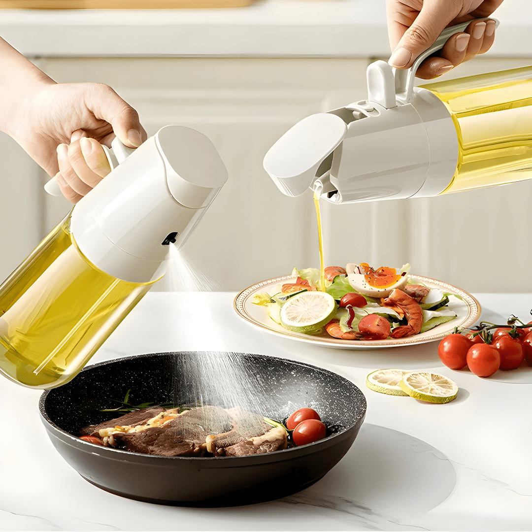 2-in-1 Premium Glass Oil Dispenser Bottle – 300ML