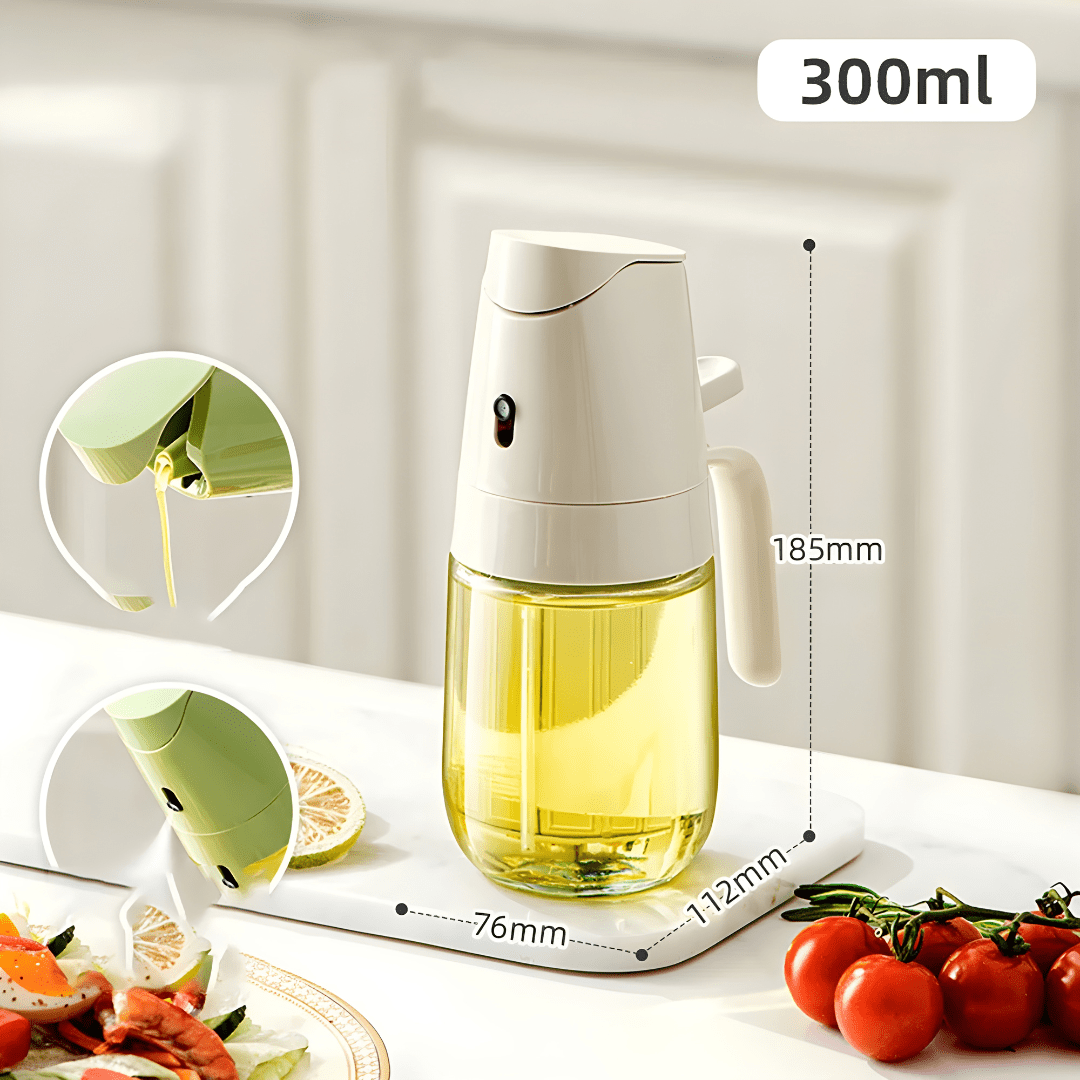 2-in-1 Premium Glass Oil Dispenser Bottle – 300ML