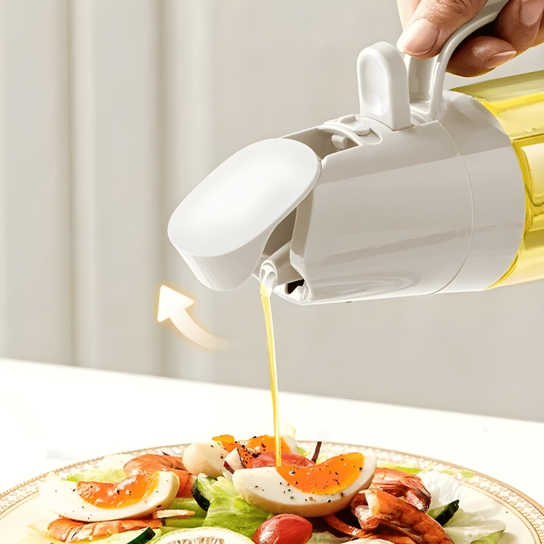 2-in-1 Premium Glass Oil Dispenser Bottle – 300ML