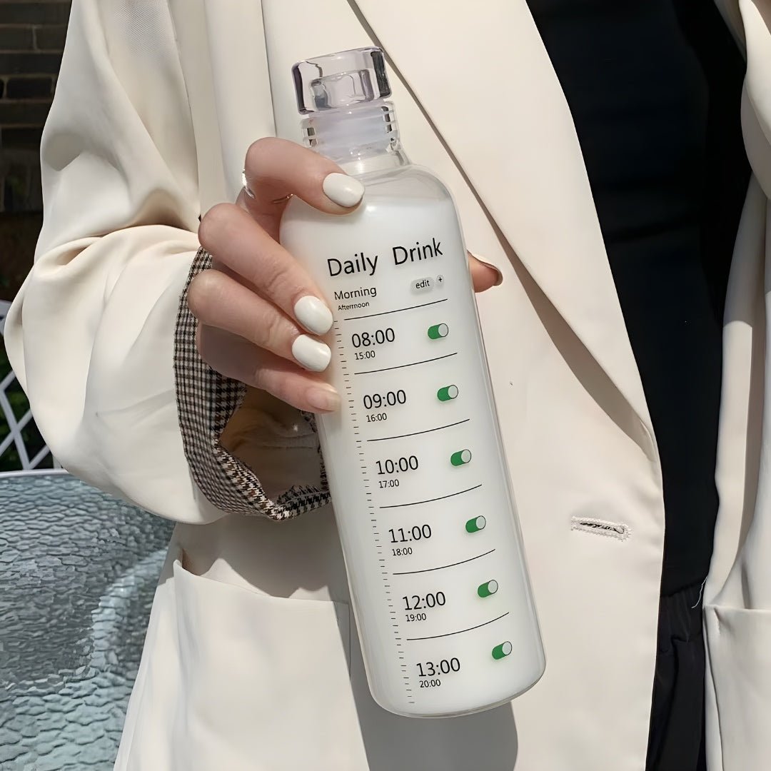 500ML Borosilicate Glass Water Bottle With Time Marker