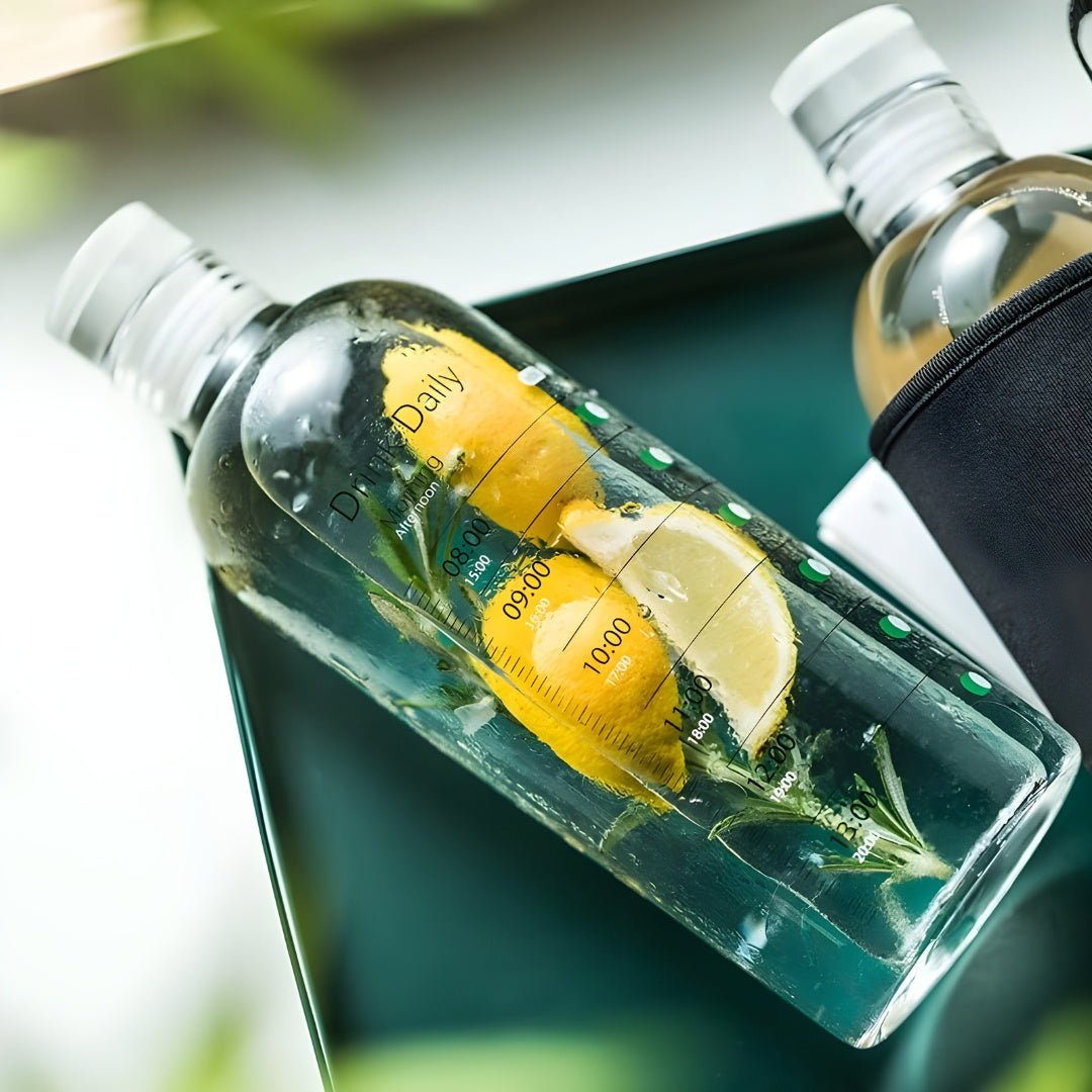 500ML Borosilicate Glass Water Bottle With Time Marker