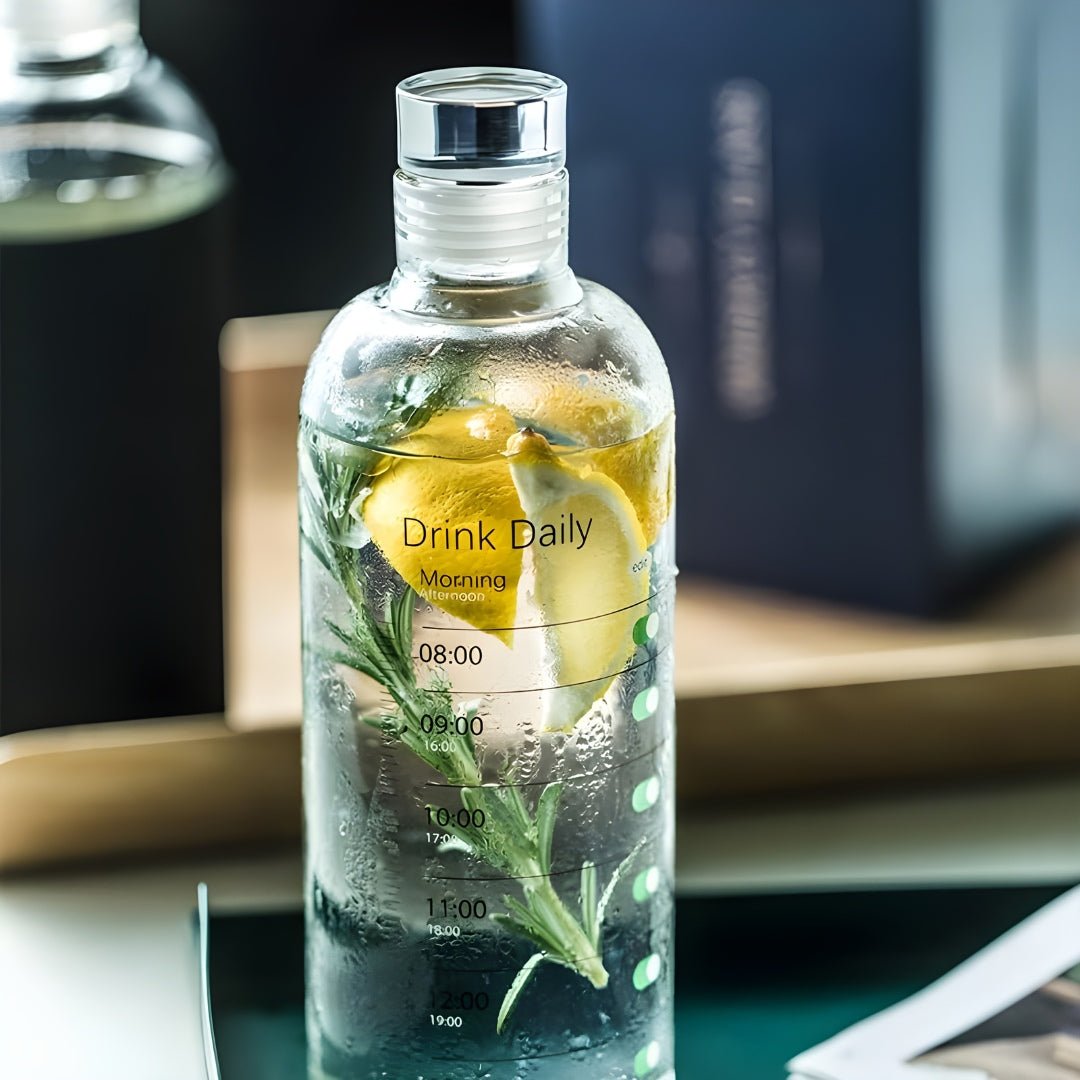 500ML Borosilicate Glass Water Bottle With Time Marker