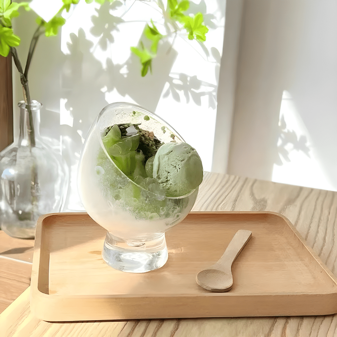 Tilted Borosilicate Glass Dessert & Salad Bowl with Stand – 10.5×14cm