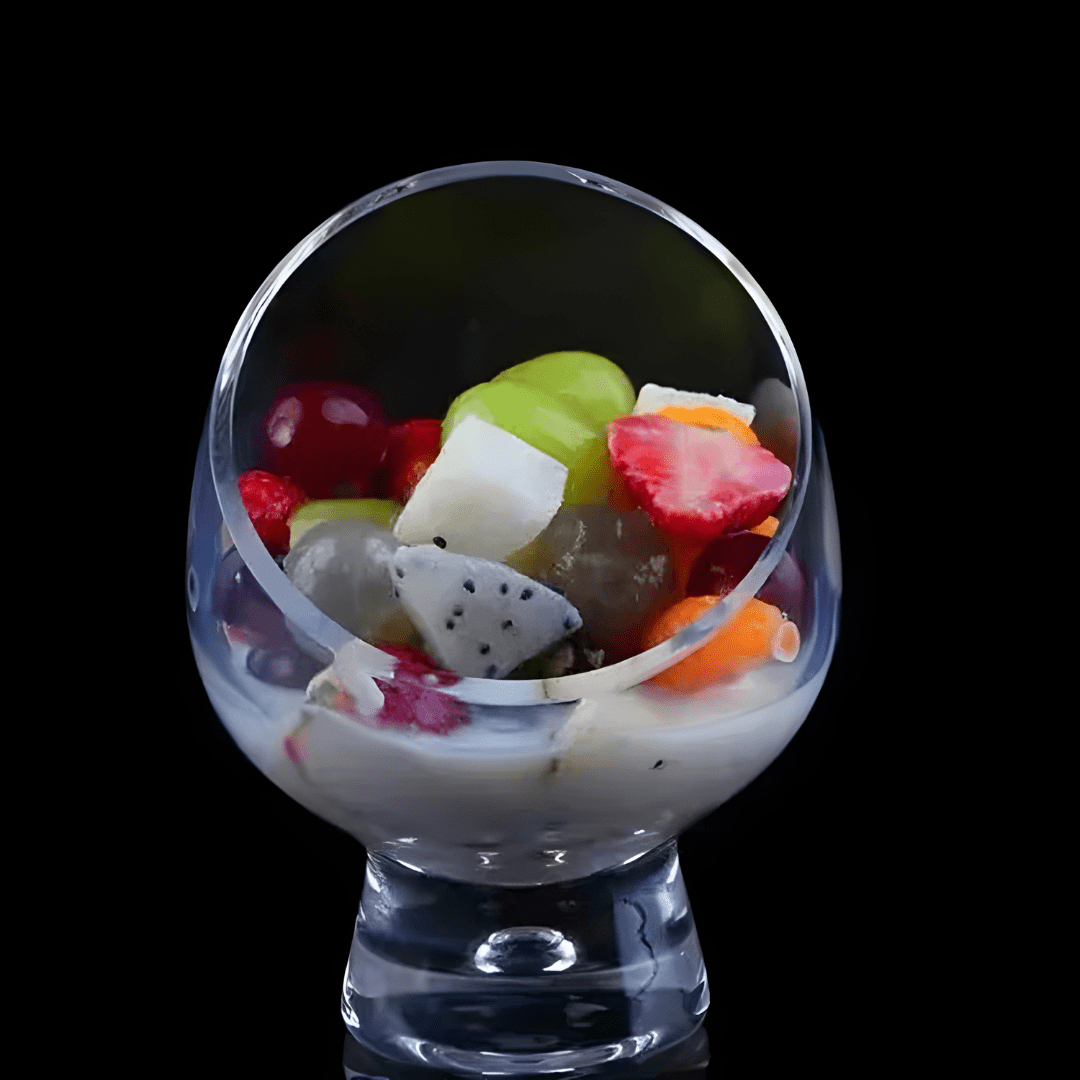 Tilted Borosilicate Glass Dessert & Salad Bowl with Stand – 10.5×14cm