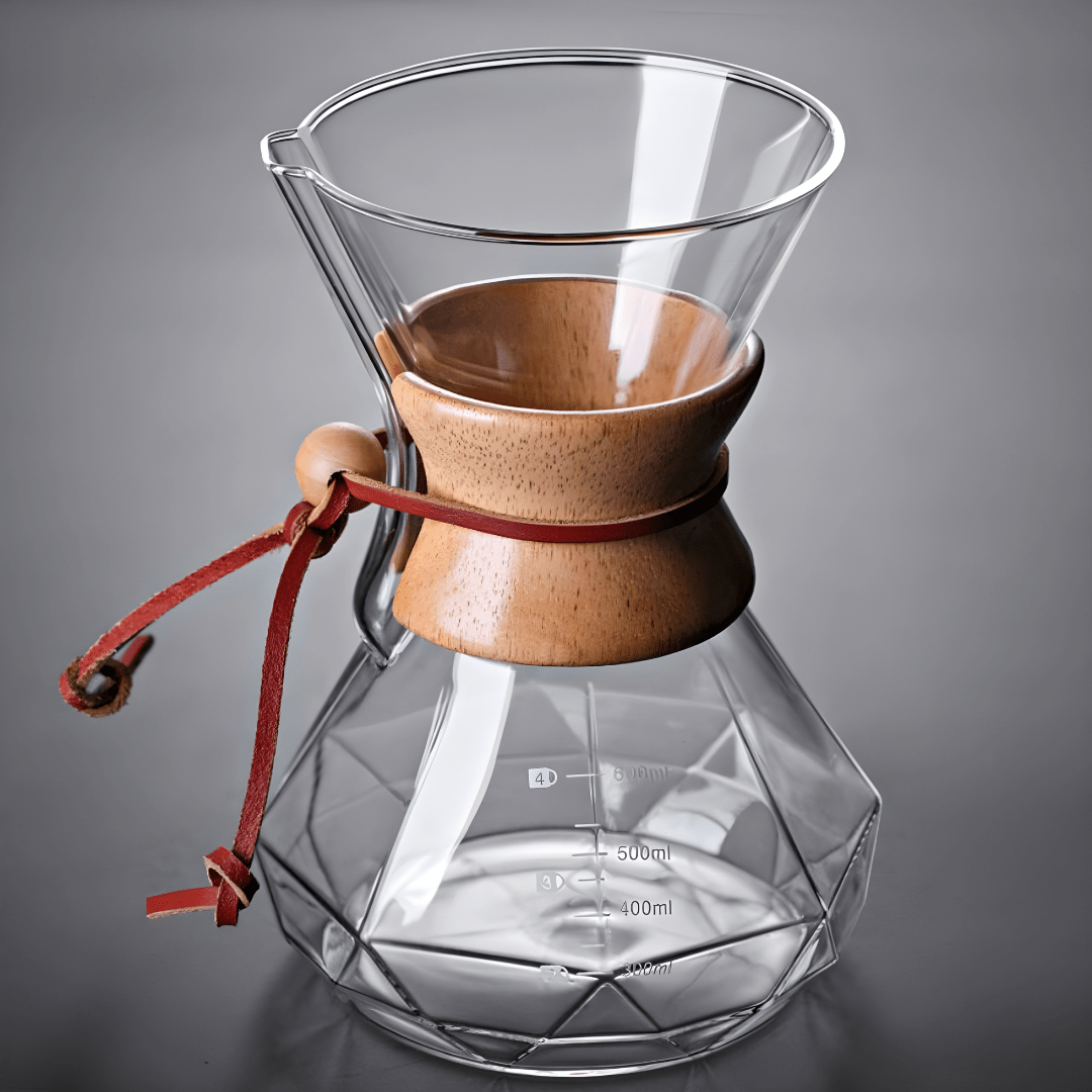 Octagon Chemex Glass Coffee Brewer – 800ml Elegant Pour-Over Pitcher