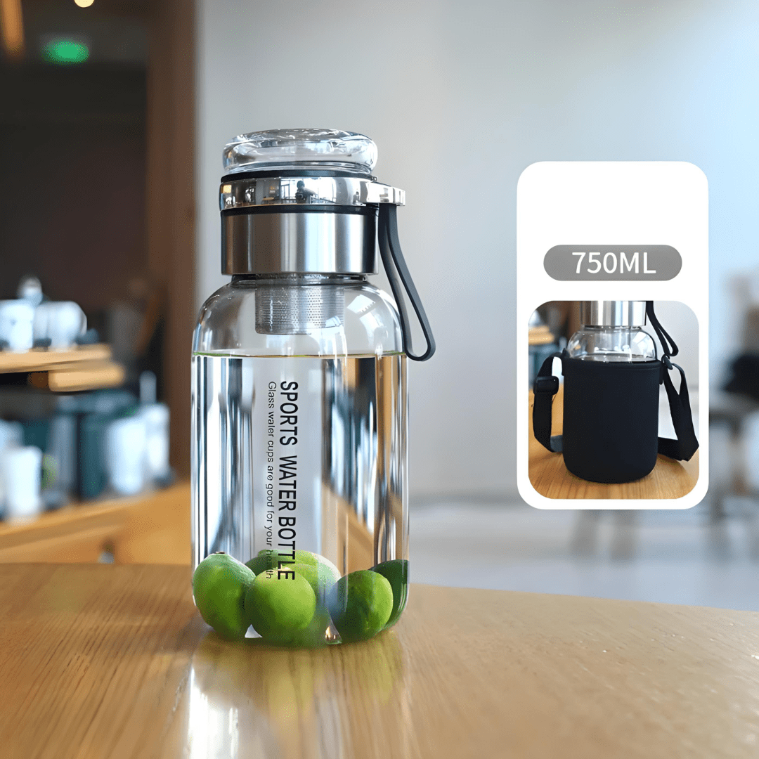 Premium Glass Water Bottle – 750ml with Infuser