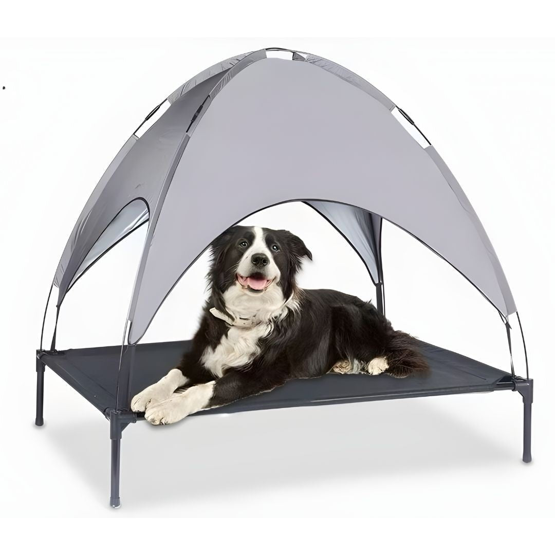 Elevated Outdoor Dog Bed with Removable Canopy (92×76×18cm)