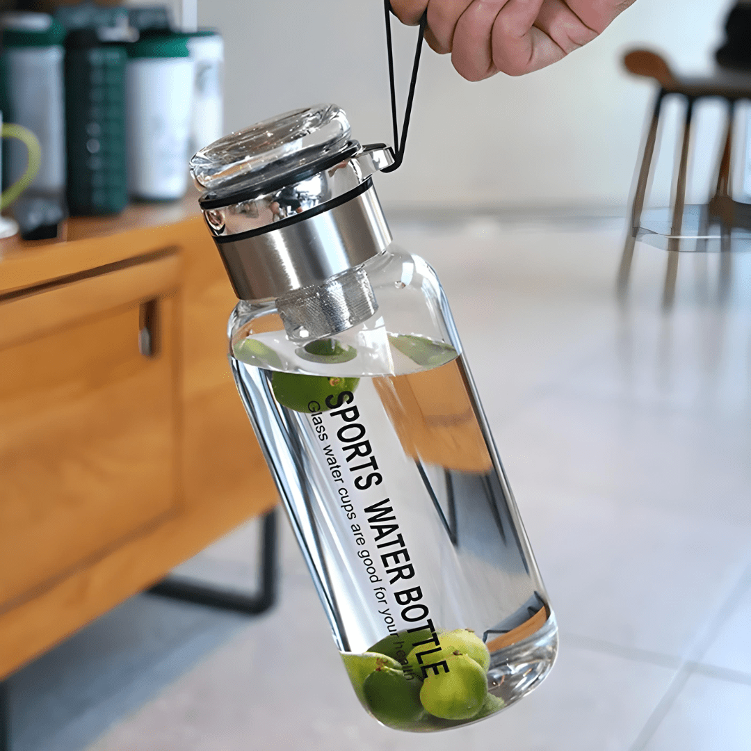 Premium Glass Water Bottle – 750ml with Infuser