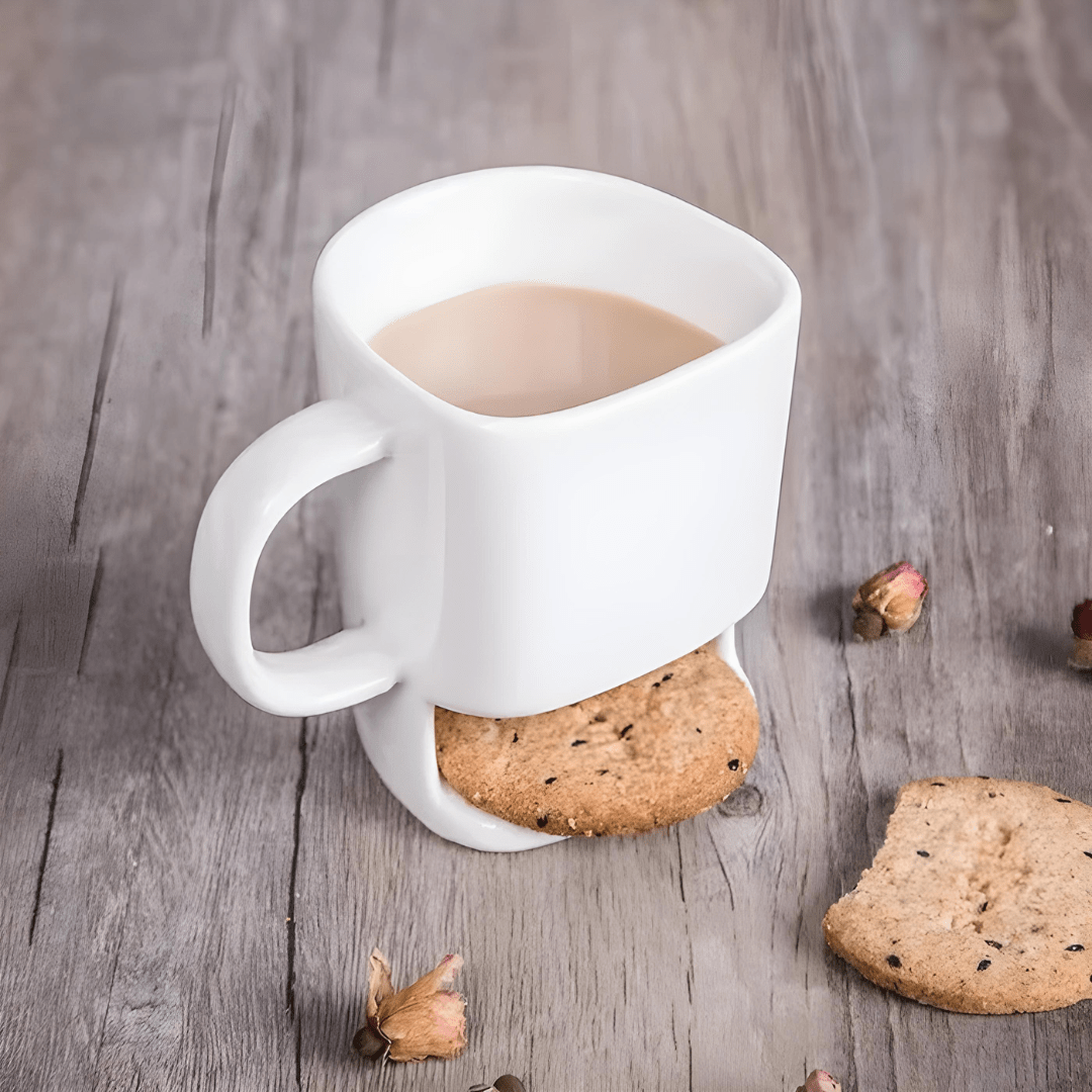 Ceramic Coffee Mug with Biscuit Holder – 180ml or 250ml