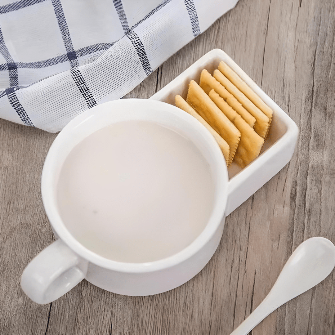 Ceramic Coffee Mug with Biscuit Holder – 180ml or 250ml