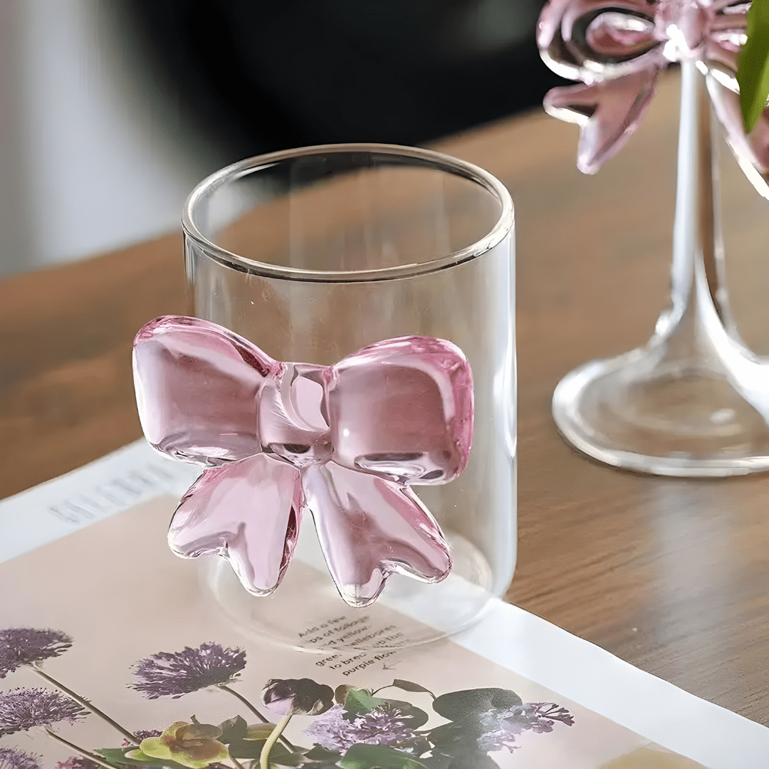 300ml 3D Bow Knot Glass Cup – High Borosilicate & Heat-Resistant