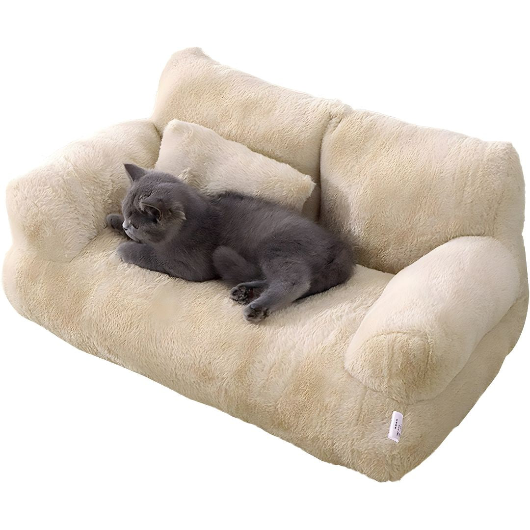 Plush Pet Sofa Bed – Soft Washable Dog & Cat Couch with Armrests (95×65cm)