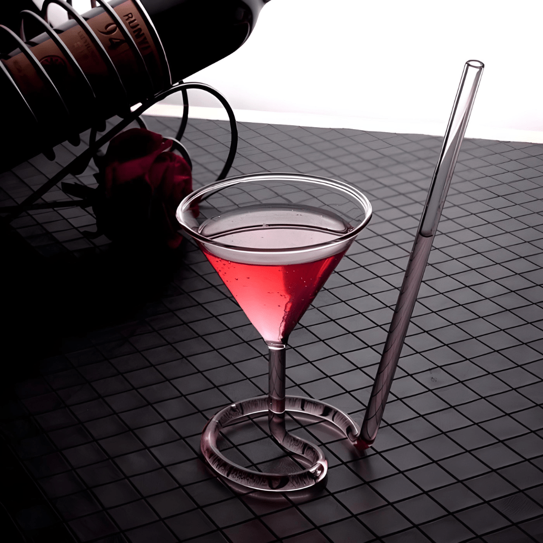 110ml Spiral Straw Cocktail Glass – Molecule-Inspired Design