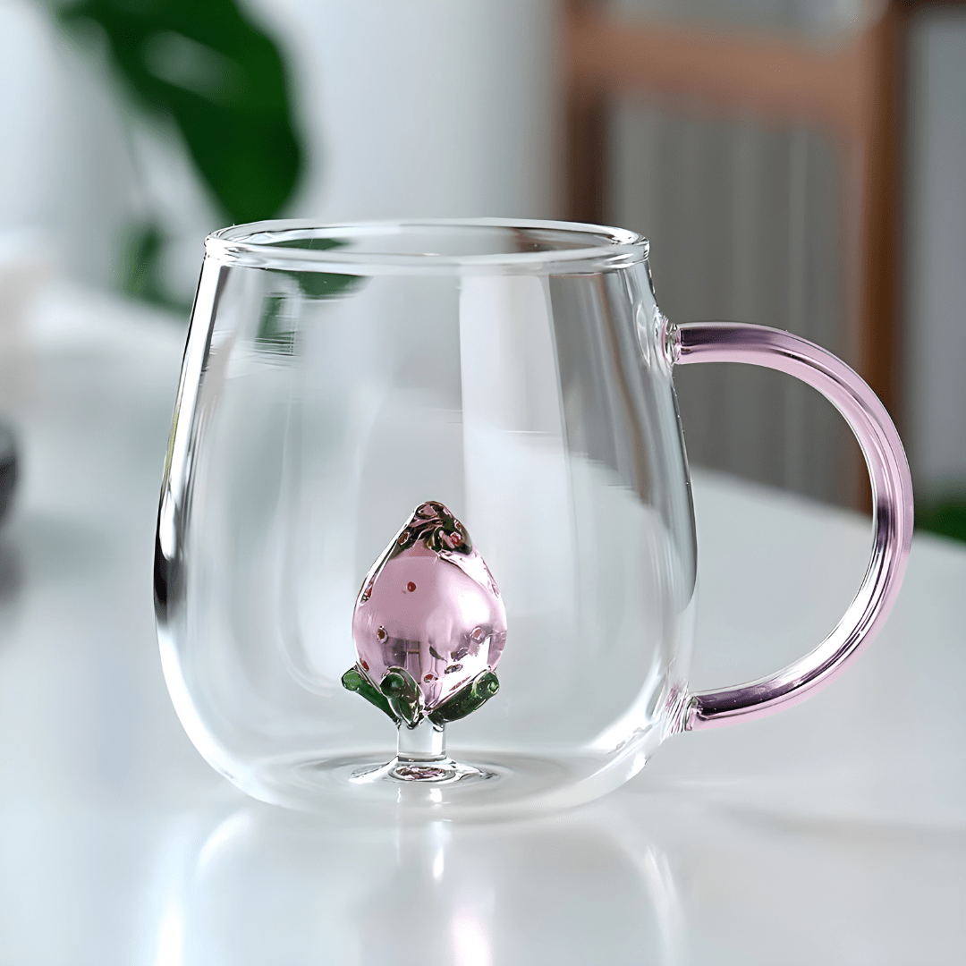 350ml Borosilicate Glass Mug with 3D Strawberry