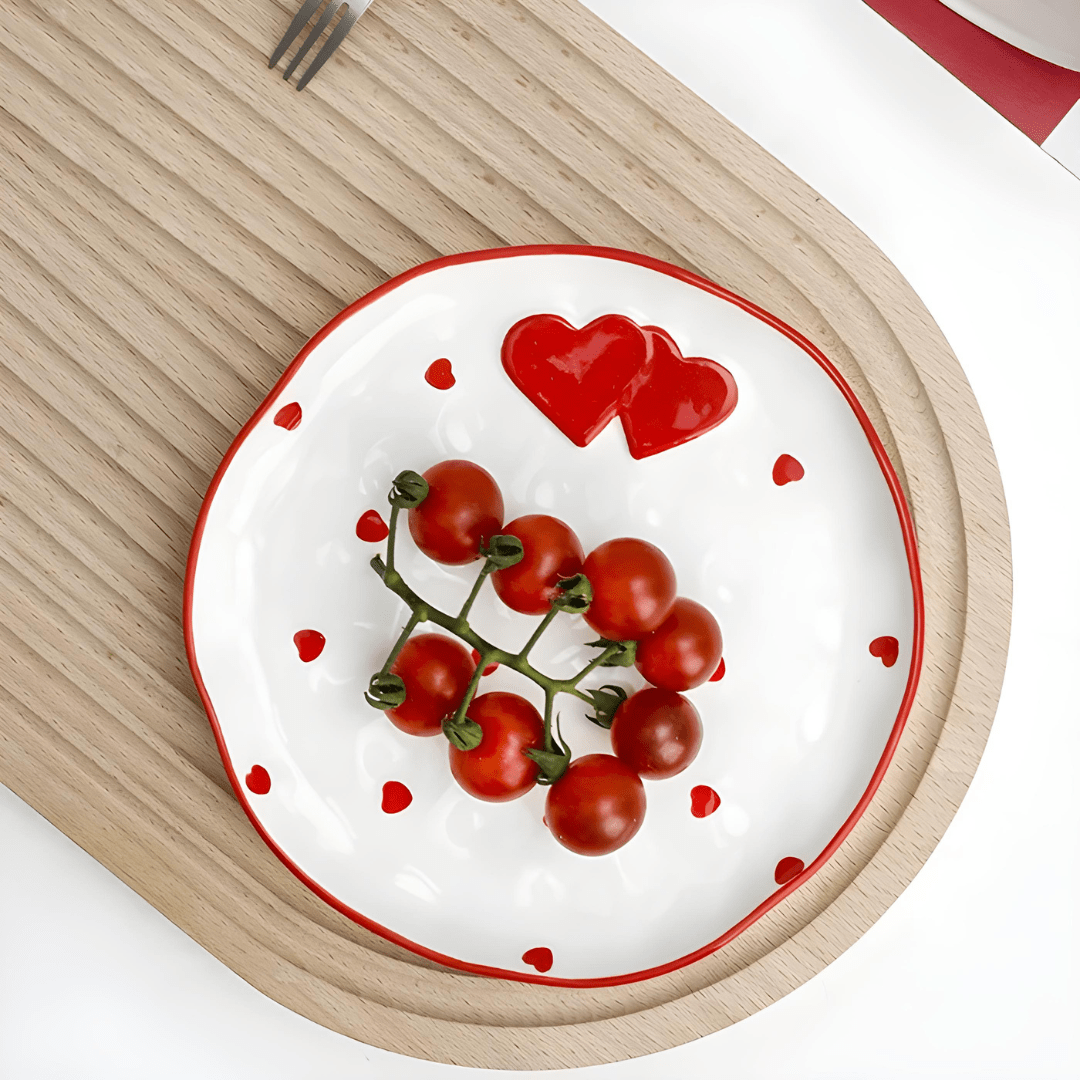 300ml Heart Handle Ceramic Mug with Matching Saucer