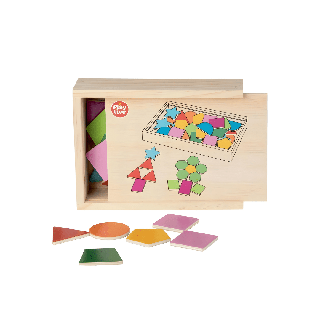 Playtive Wooden Magnetic Shapes - 51-Piece Creative Set