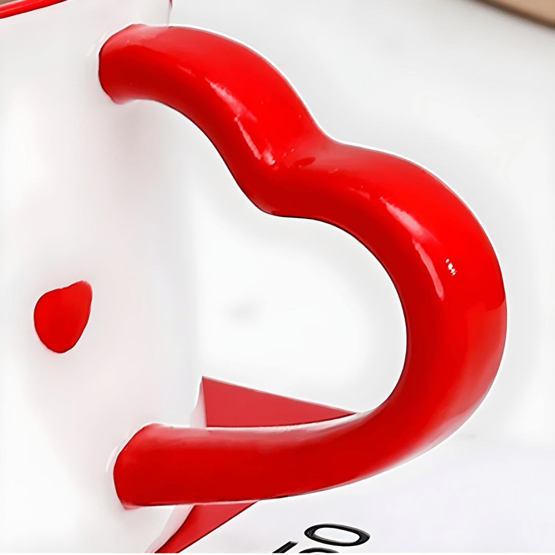 300ml Heart Handle Ceramic Mug with Matching Saucer