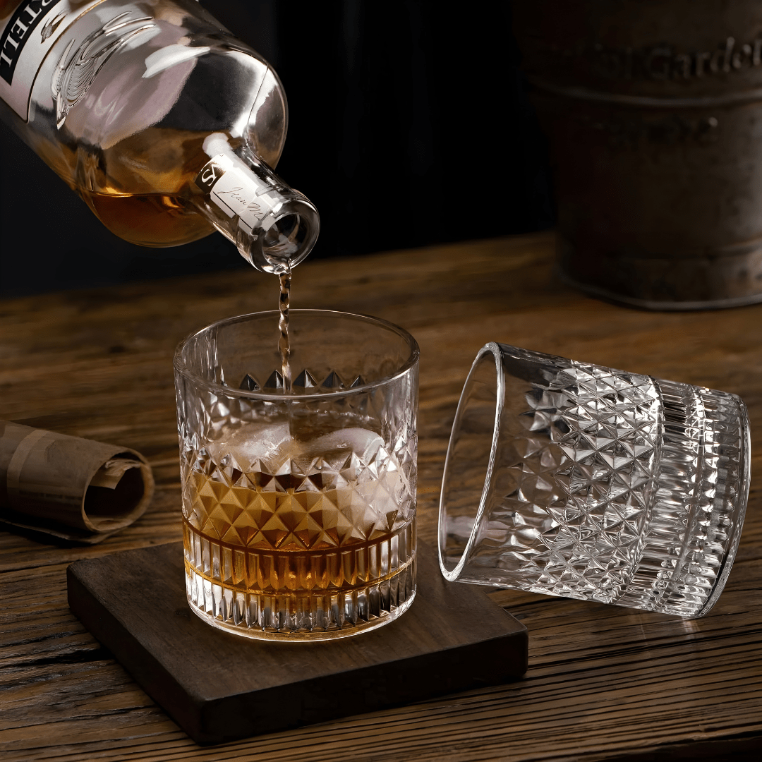 335ml Crystal Cut Whiskey Glasses – Set of 4 in Elegant Gift Box