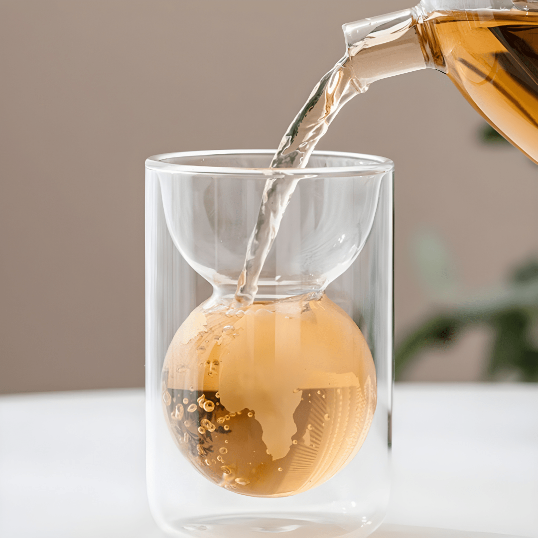 160ml Double-Layer Borosilicate Earth Glass – 3D World Map Cup